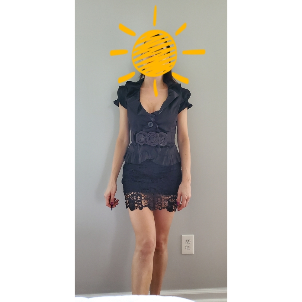 Ashley black blouse with belt